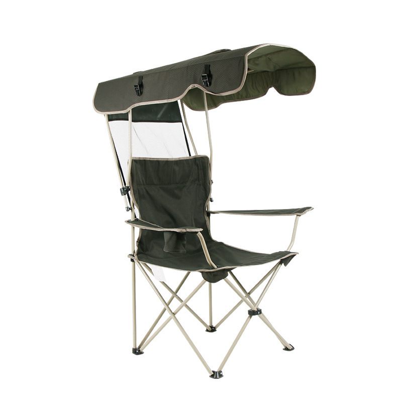 With Sunshade Portable Aluminum Frame Gray Recliner Folding Beach Backrest Shed Camping Fishing Outdoor Chairs//