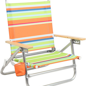 PORTAL Aluminum Lightweight 4-Way Back Folding Beach Chair Classic Wood Handle Camp Cup Holder Padded Carry Strap Chairs//