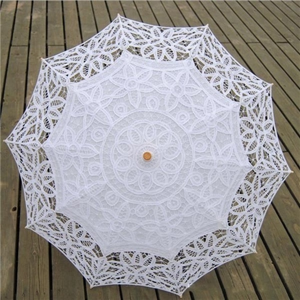 White wedding lace parasol umbrella costume accessory bridal party decoration photo props lace umbrella