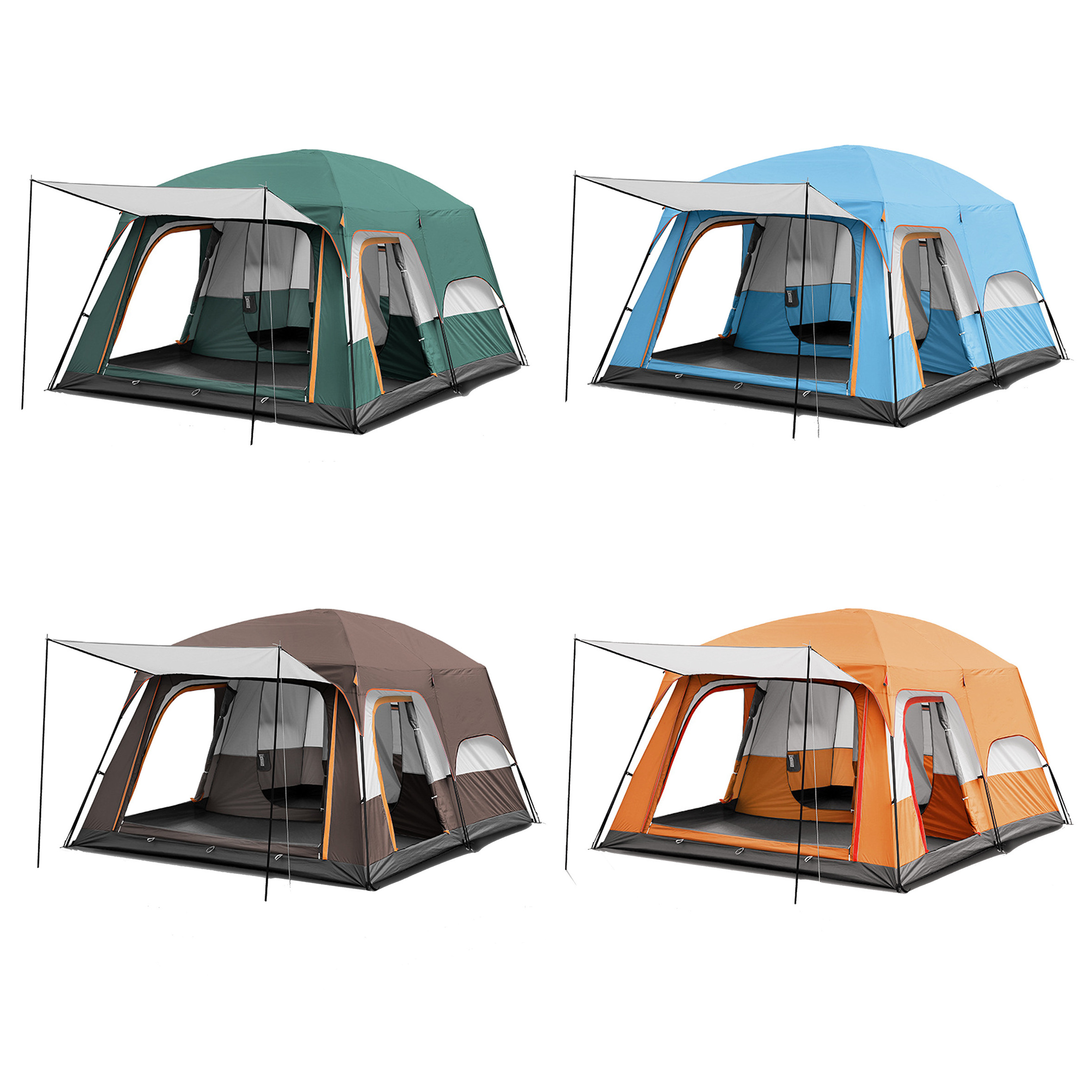 Big Famili Cheap Circus Easiest Big Foldable Green Glamping,Green Outdoor Camping Large Family 5 Person Camping House tents/