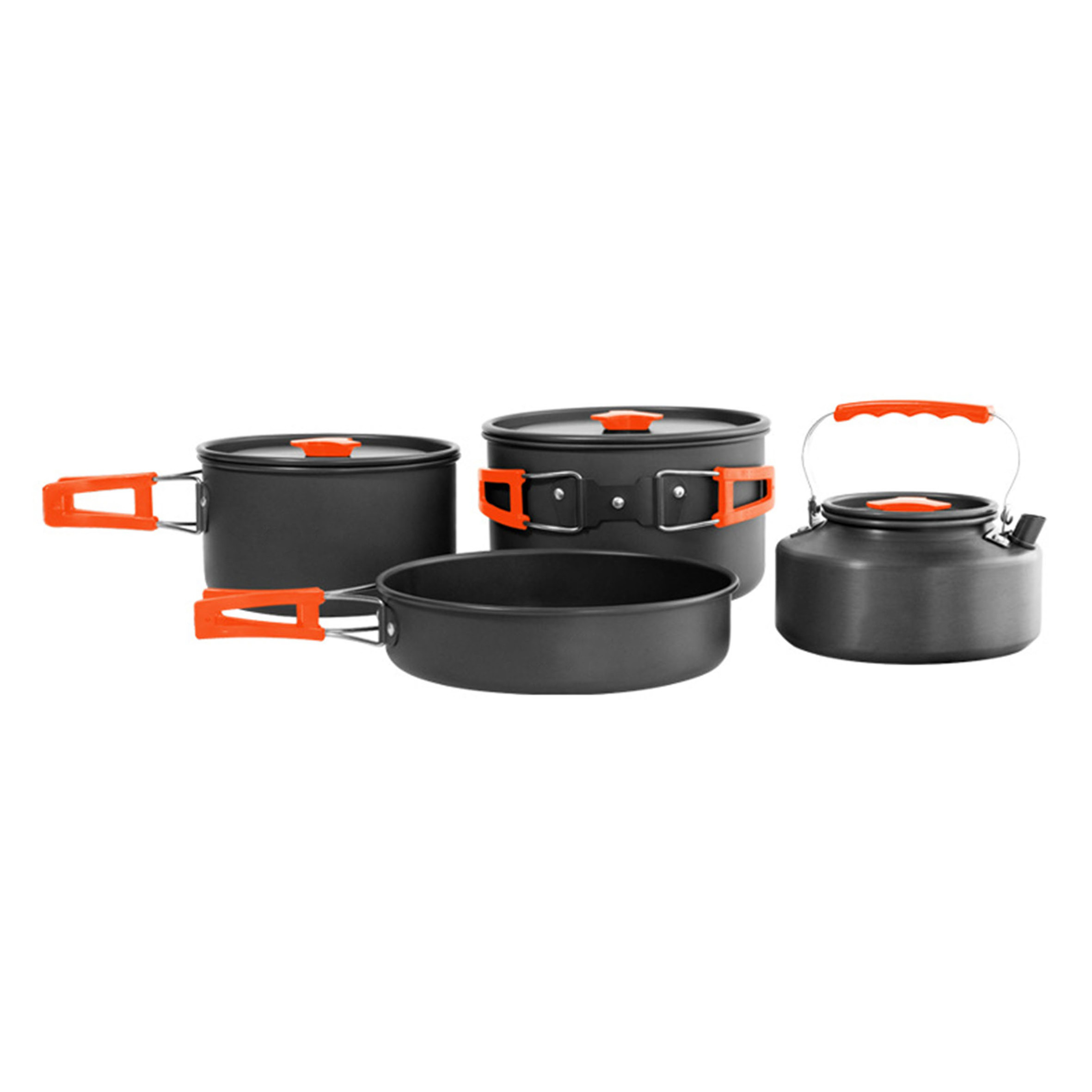 Outdoor Camping Cookware Kit Aluminum cooking pot set for camps Big Picnic Pot,Fry Pan Water kettle Set camping cutlery set/