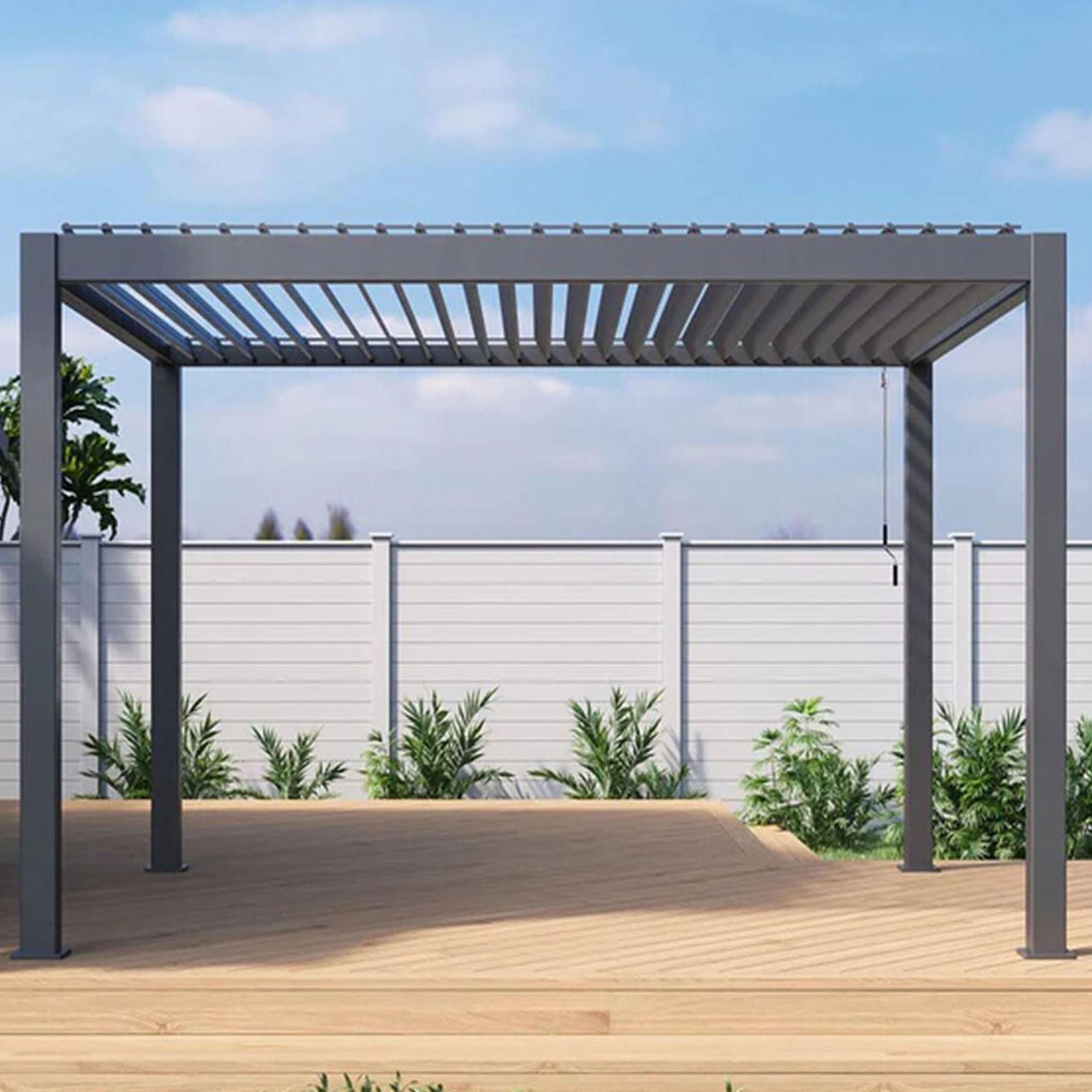 Garden Automatic Bioclimatique Waterproof Outdoor,Aluminium Pergola Cover System Aluminium Louvre Roof Pergola/