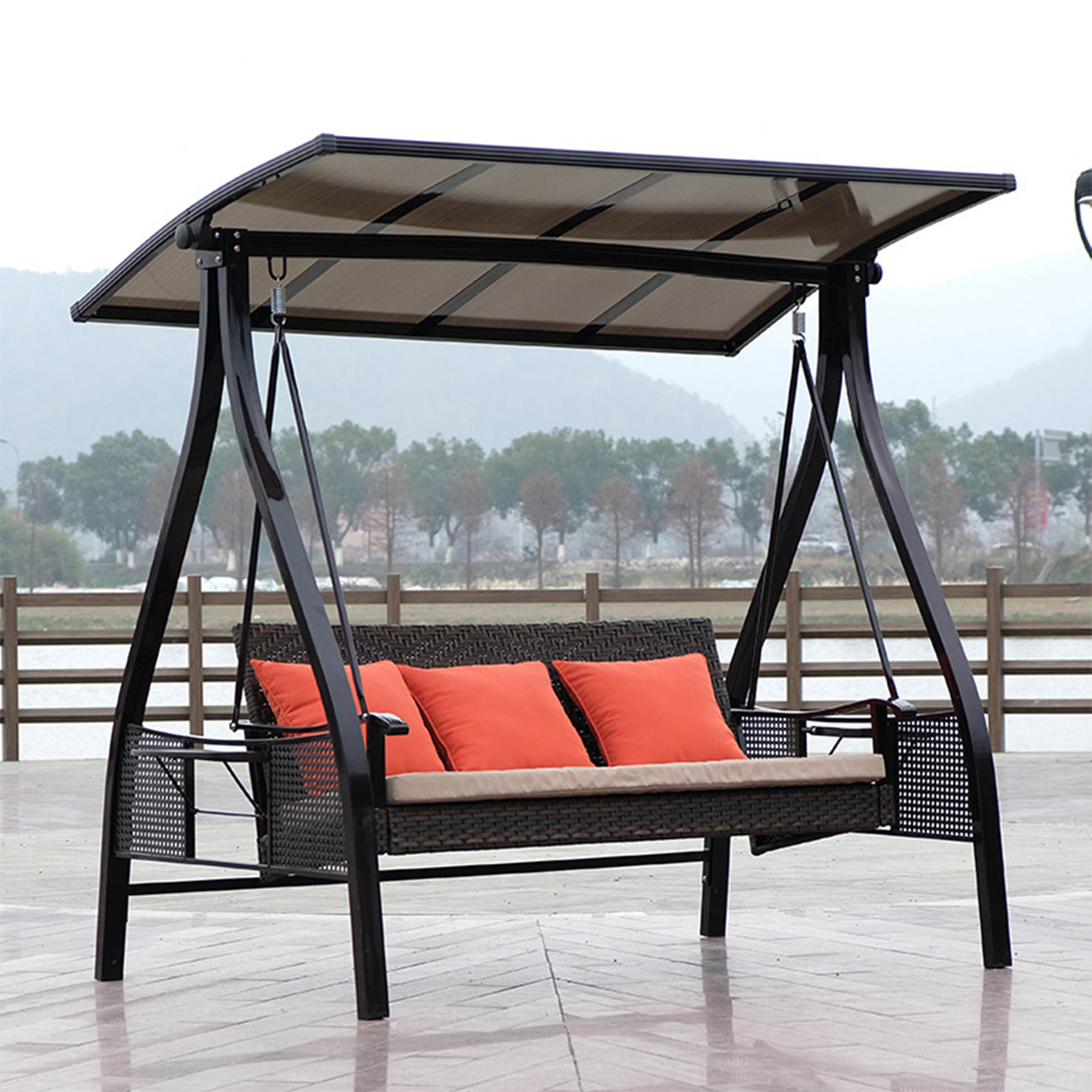 Garden wicker Hanging Chair Out Door Steel Tube Patio,Swings Cover Rattan Swing Chair kids indoordoor swings Teardrop chair/