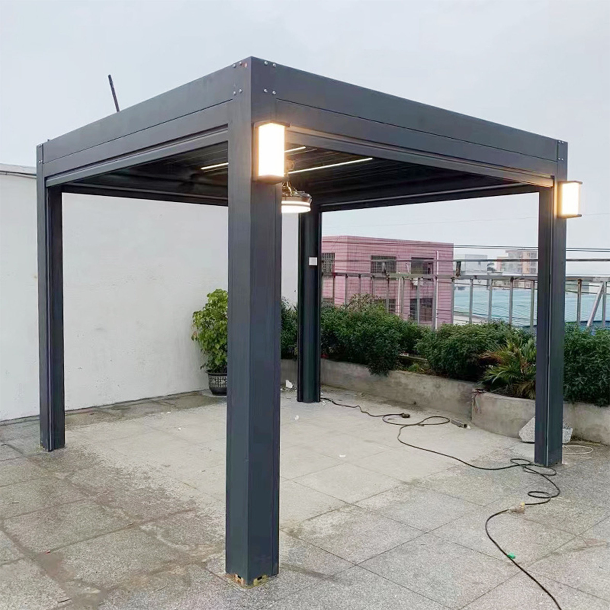 Waterproof Customized Outdoor Aluminum,Folding Roof Motorized Pergola System Retractable Patio Roof/