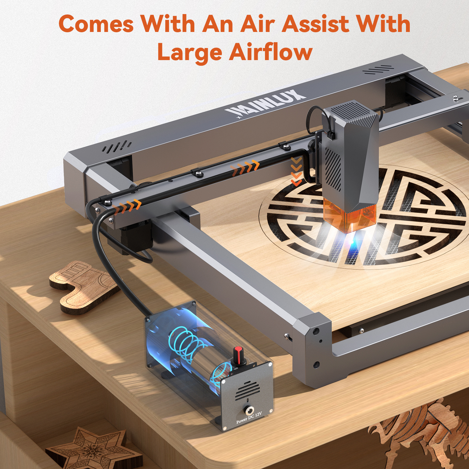 WAINLUX L6 Portable Laser Engraving Machine With Air Assist Kits 80W Laser cutter engraver Printer For Acrylic/Foods/Wood DIY