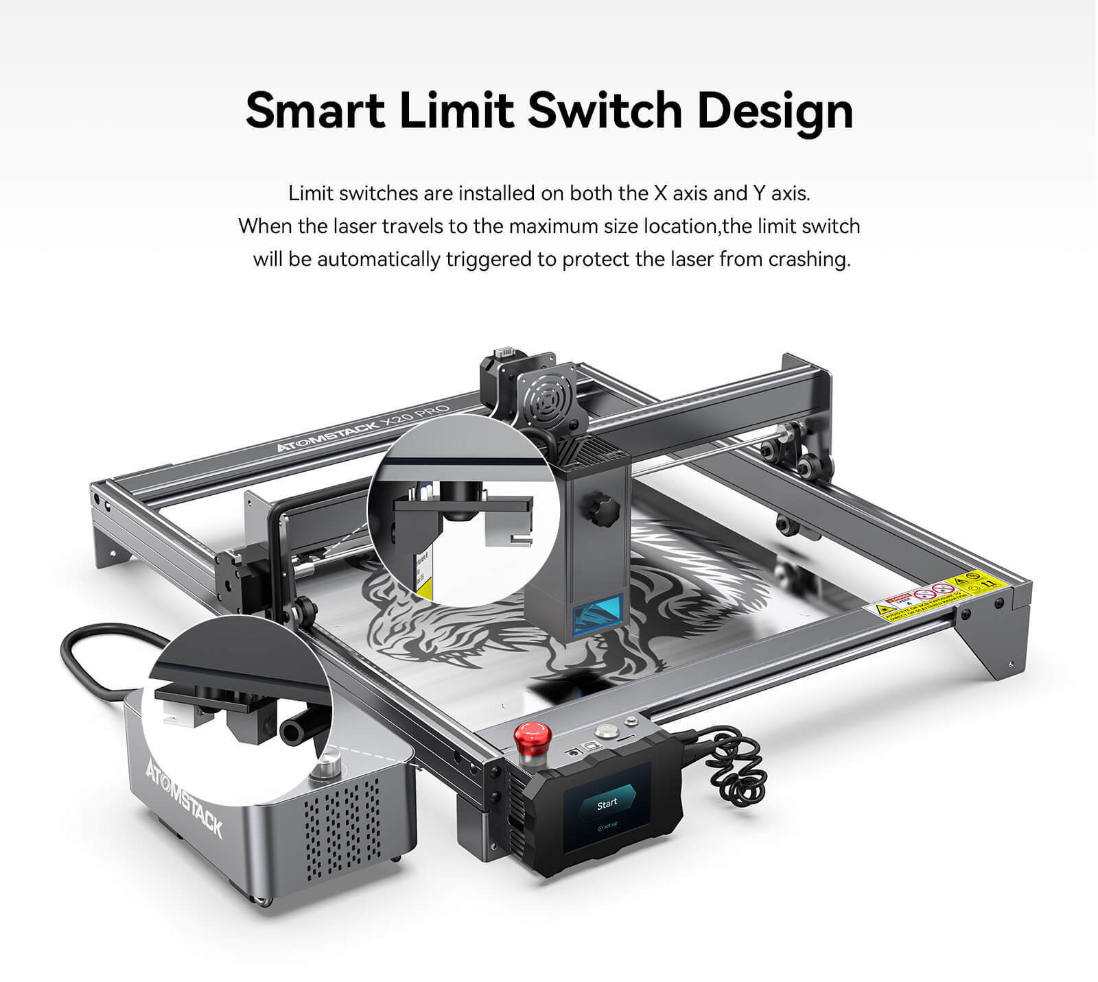 New ATOMSTACK X20 S20 PRO 130W Desktop DIY Printer Quad Core Laser Module CNC Router Cutting Machine Laser Engraving Machines