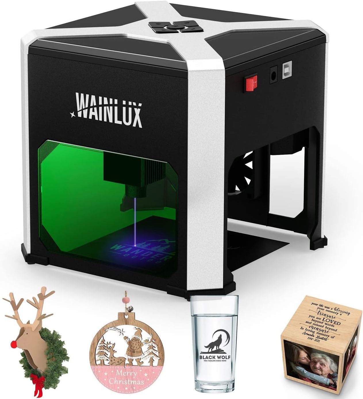 Wainlux Laser Engraver K6 3000mw CNC Mini Laser Engraving Machine DIY Logo Mark Printer Cutter Woodworking Wood Plastic