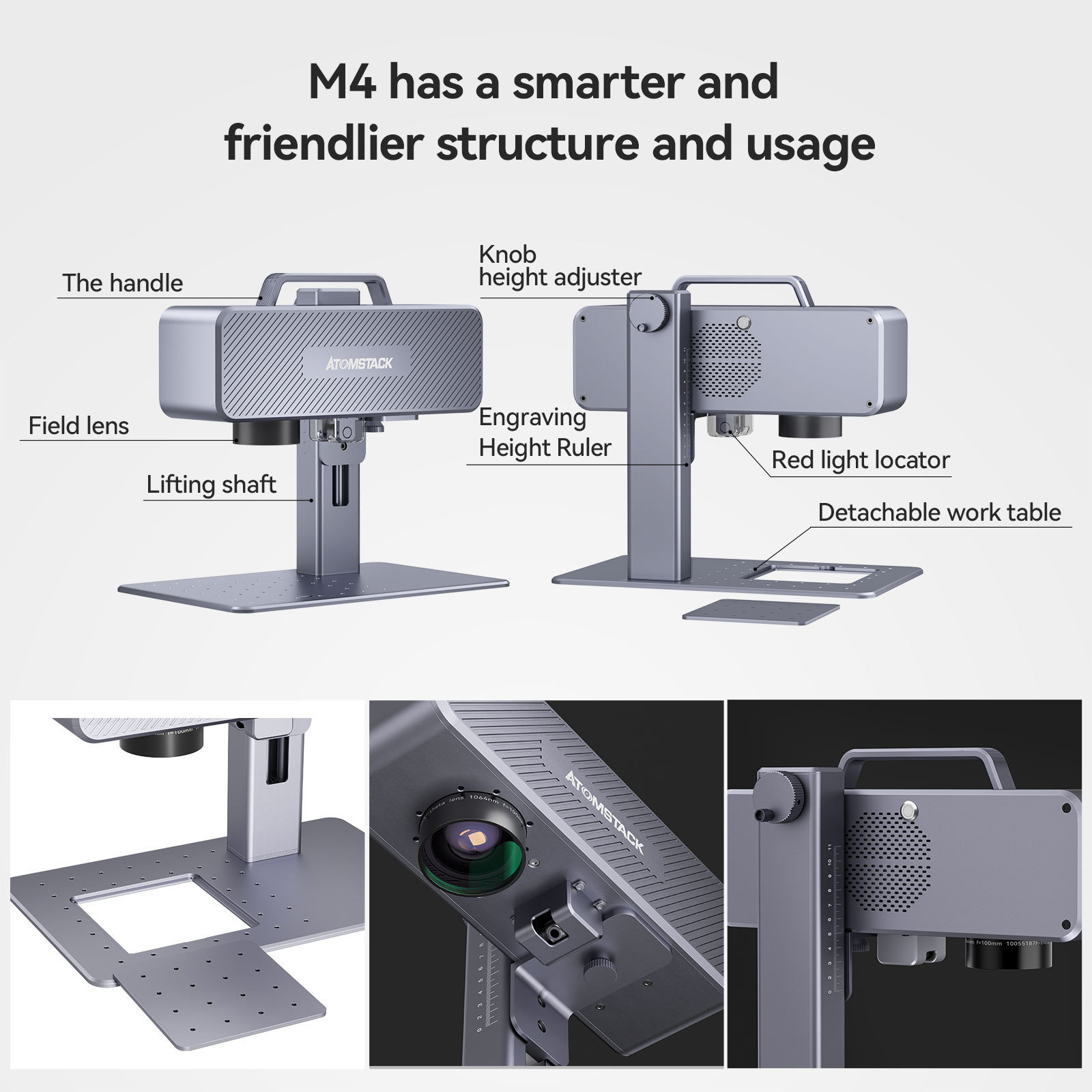 NEW ATOMSTACK M4 Mini Desktop Handheld Fiber Laser Engraver Plastic Metal Portable Laser Engraving Marking Machine