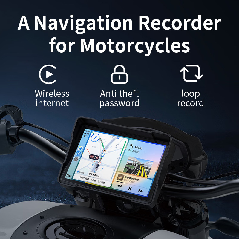 ihuella 5 inch android auto interface  radio wireless portable motor navigator for motorcycle carplay moto TPMS navigator