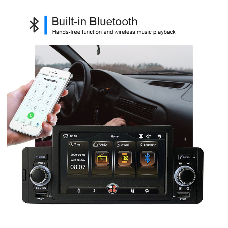 5 inch 1 DIN Universal  IPS Touch Screen  TF USB port  Supports FM Bluetooth Aux in Mirror Link  Infotainment System Car Radio