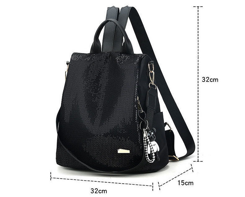 Latest Fashion Sequin Multifunction Backpacks Women Genuine Leather Bling Crossbody Shoulder Bag