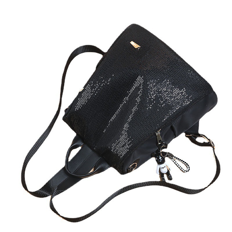 Latest Fashion Sequin Multifunction Backpacks Women Genuine Leather Bling Crossbody Shoulder Bag