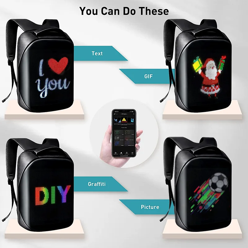 LED Advertising Custom Backpack Portable Magic Smart Walking Billboard APP Control Outdoor Led Display Bag