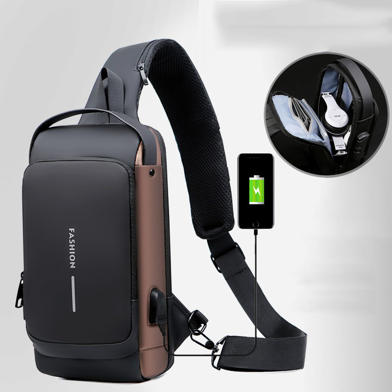 2023 Crossbody Chest Bag With USB And Coded Lock Anti-Theft Shoulder Bag Fashion Cool Sling Bag Waterproof Custom Logo For Men