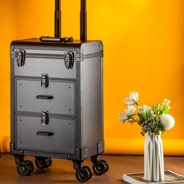 Professional Makeup Case Large Capacity Rolling Wheels Travel Suitcase Cosmetic CaseOn Beauty Nail Tattoo Manicure Trolley Box