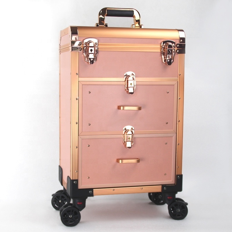 Professional Makeup Case Large Capacity Rolling Wheels Travel Suitcase Cosmetic CaseOn Beauty Nail Tattoo Manicure Trolley Box