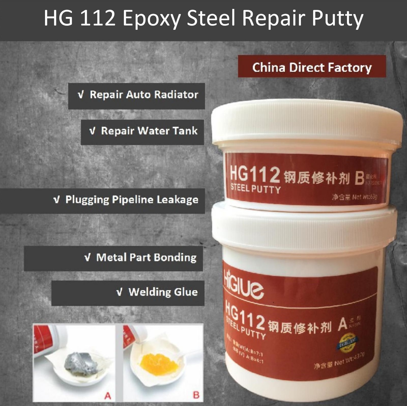 Anti-Corrosion Patching Agent Epoxy Adhesive Super Glue for Cast Iron