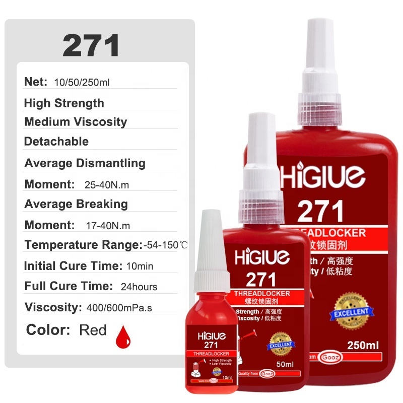 China Factory Price Anaerobic Lock Tight Glue 271 Red Threadlocker Loctitee