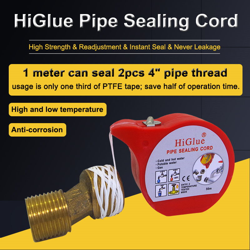 HIGLUE 55 Pipe Sealing Thread Cord for Water and Gas Leak Fix 150m 160m thread sealing cord