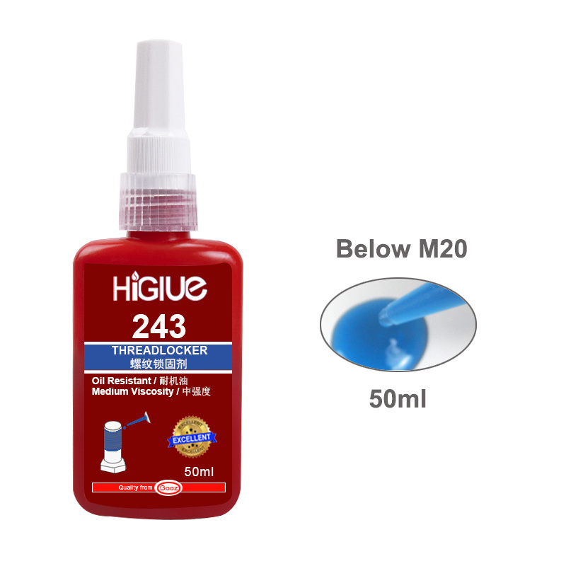 Higlue 243 thread locking adhesive removable fastening agent anti loose curing fast medium strength anaerobic adhesive