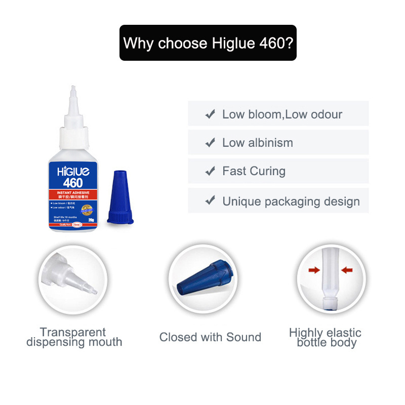 HIGLUE  401 Cyanoacrylate Adhesive Strong Bonding Super Fast Glue For Wood Metal Rubber