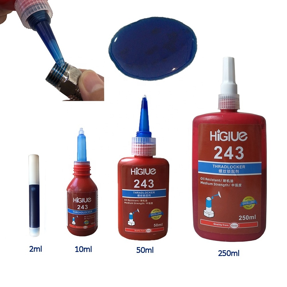 243 Glue 50ml Blue Color Medium Strength Liquid Sealant Lock Tight Threadlocker 243 Anaerobic Adhesive