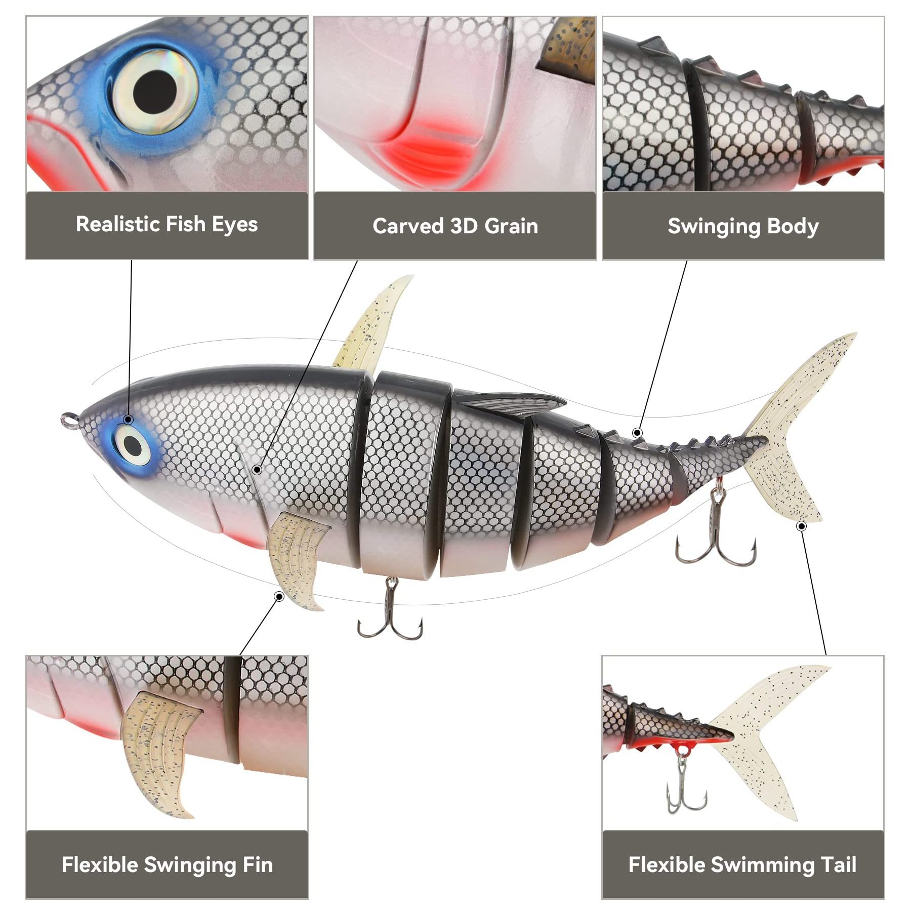 Bass Fishing Lures Highly Realistic Bass Lures Multi Jointed Swimbait Lifelike Hard Bait Trout Perch Fishing Bait Tunas Lure