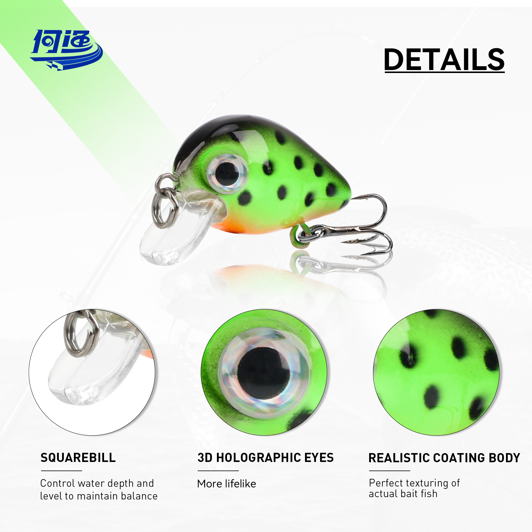 Crankbait Lure 1.1IN 1.2G Artificial Hard Baits 3D Fishing Lure Eyes Top Water Pike Bass Crank Bait Wobbler Fishing Lures Kit