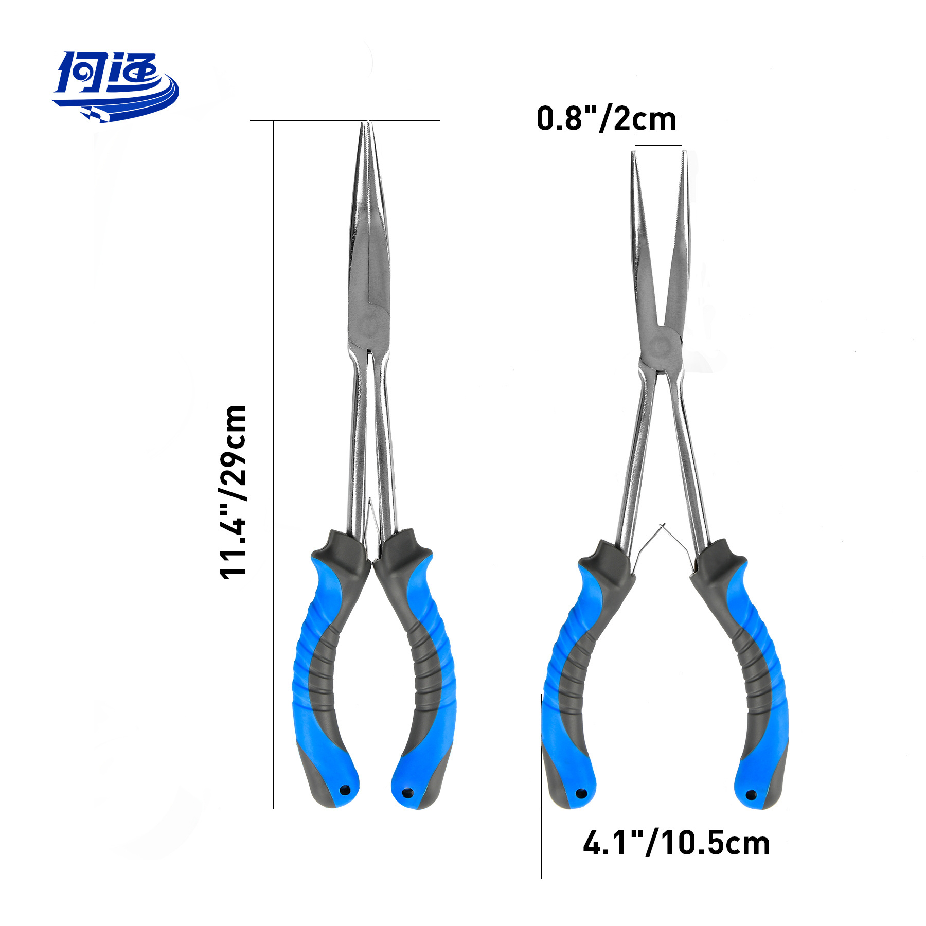 Non-slip Handle Serrated Jaw 11.4in Stainless Steel with Chrome Coating Fishing Pliers For Saltwater Freshwater