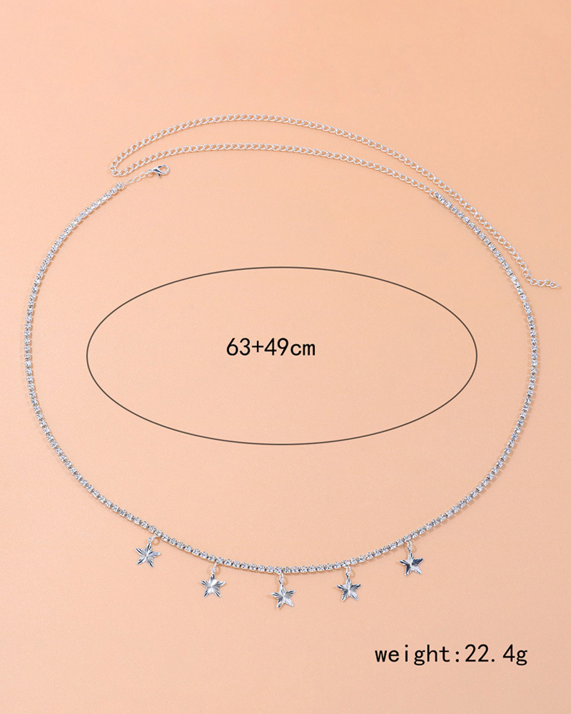 Go Party Sexy Summer Beach Body Jewelry Full Diamond One Layered Waist Chain Crytal Rhinestone Multi Star Pendant Belly Chain