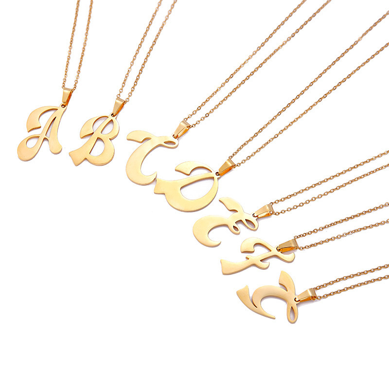 Go Party Fashion Stainless Steel Jewelry Personalized A-Z Initial Alphabet Necklace 26 Letters Pendant Necklaces Women Men