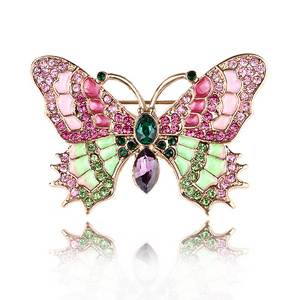 Go Party Exquisite Metal Alloy Enamel Insect Brooch Colorful Rhinestone Oil Drip Butterfly Brooches Pins Safety Scarf Pin