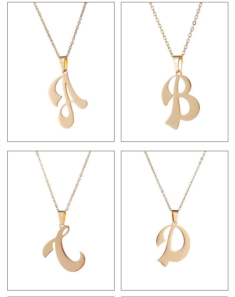 Go Party Fashion Stainless Steel Jewelry Personalized A-Z Initial Alphabet Necklace 26 Letters Pendant Necklaces Women Men