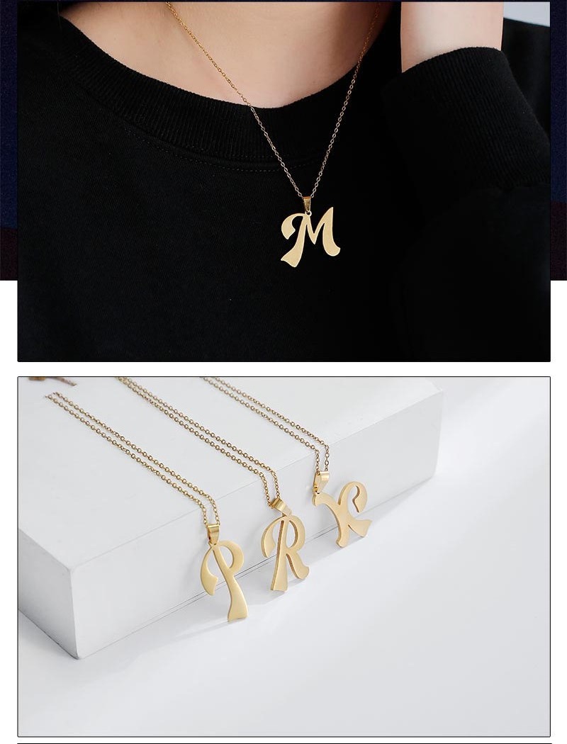 Go Party Fashion Stainless Steel Jewelry Personalized A-Z Initial Alphabet Necklace 26 Letters Pendant Necklaces Women Men