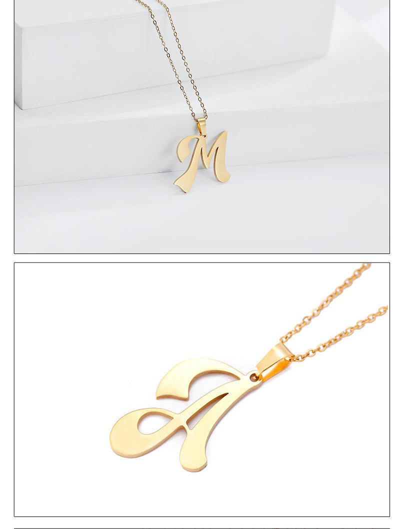 Go Party Fashion Stainless Steel Jewelry Personalized A-Z Initial Alphabet Necklace 26 Letters Pendant Necklaces Women Men