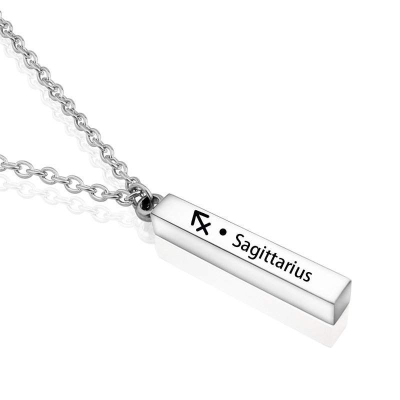 Go Party Custom Logo Bar Waterproof Stainless Steel Jewelry Zodiac Sign Pendant Necklace 12 Horoscope Necklaces For Women Girls