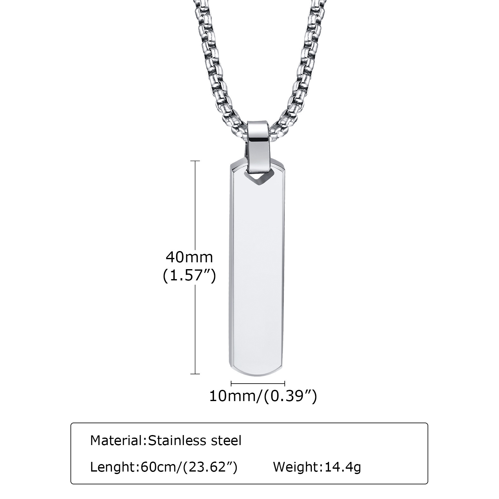 Go Party Stainless Steel Jewelry Custom Engraved Letter Bar Pendant Necklace For Men Women Geometric Vertical Bar Necklaces