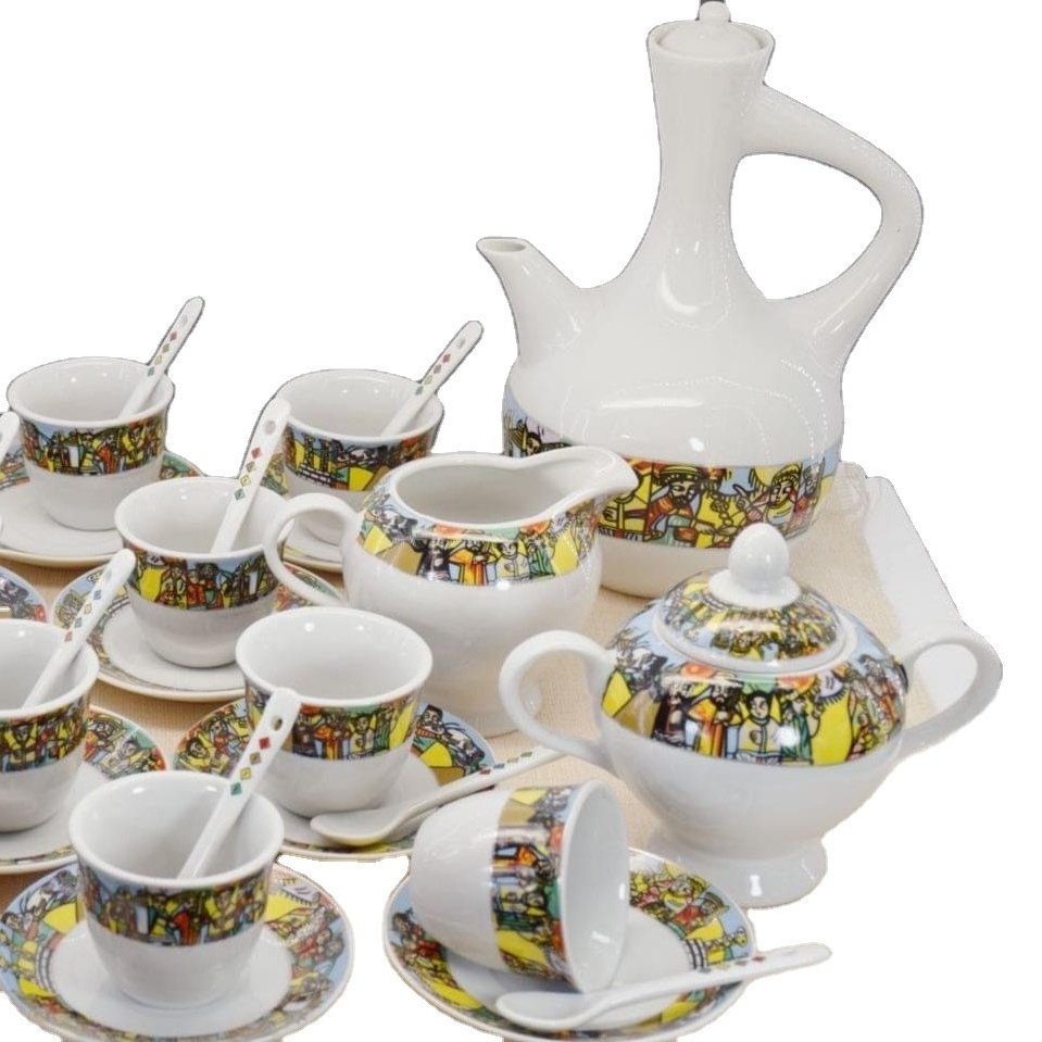 2023 new design 29 piece coffee set with jebena for Ethiopian Traditional ceremony with special design