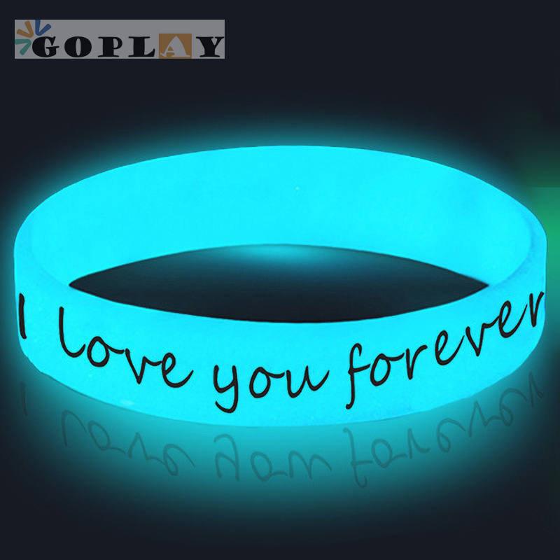 Customised personalized event wrist bands pvc rubber bracelet Glowing Silicone Snap Luminous Wristbands with logo custom