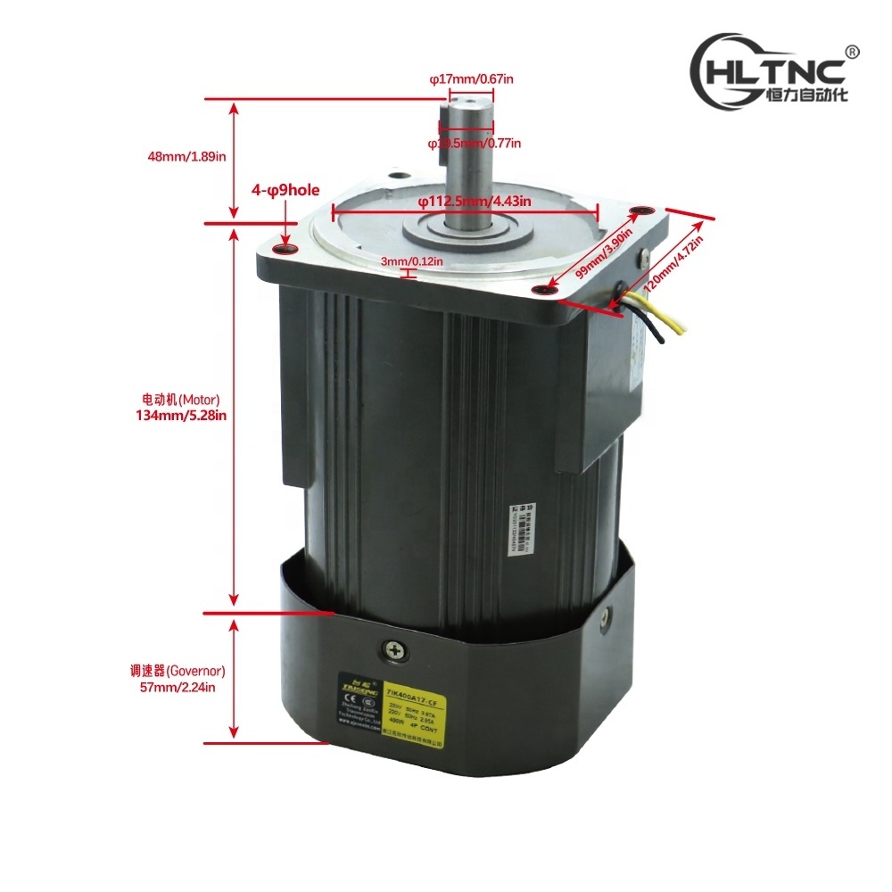 110V 220V 380V 1400 RPM Electric Constant Speed Type Single Phase Induction Motor 400W Micro AC Geared Motor