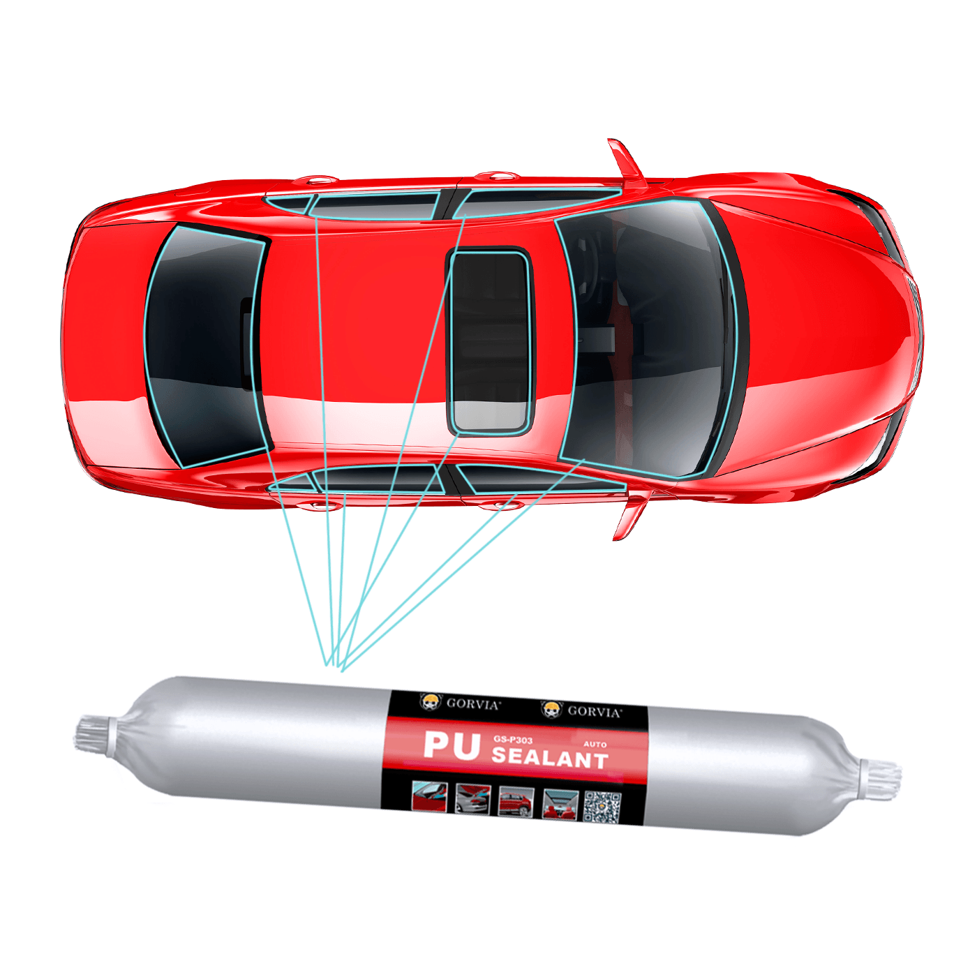 GORVIA Auto Glass Windshield Polyurethane Adhesive Metal Joint PU Sealant for Car