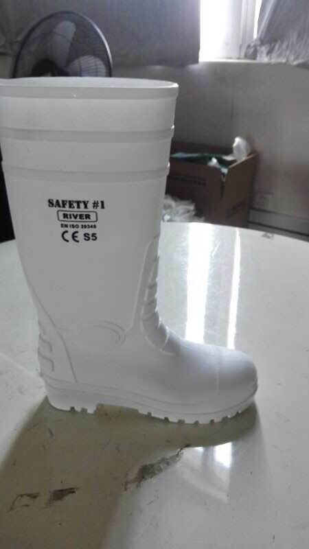 CE EN20345 S5 Oil Chemical Resistant White PVC Safety Gumboots with Steel Toe Caps Food Industry Rubber Boots