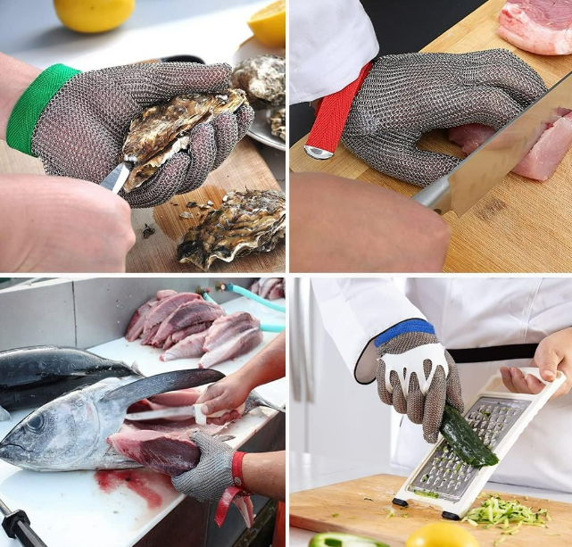 CE EN388 Standard Certified Cut Resistant Stainless Steel Gloves Meat Cutting Mesh Gloves Quality Wire Gloves