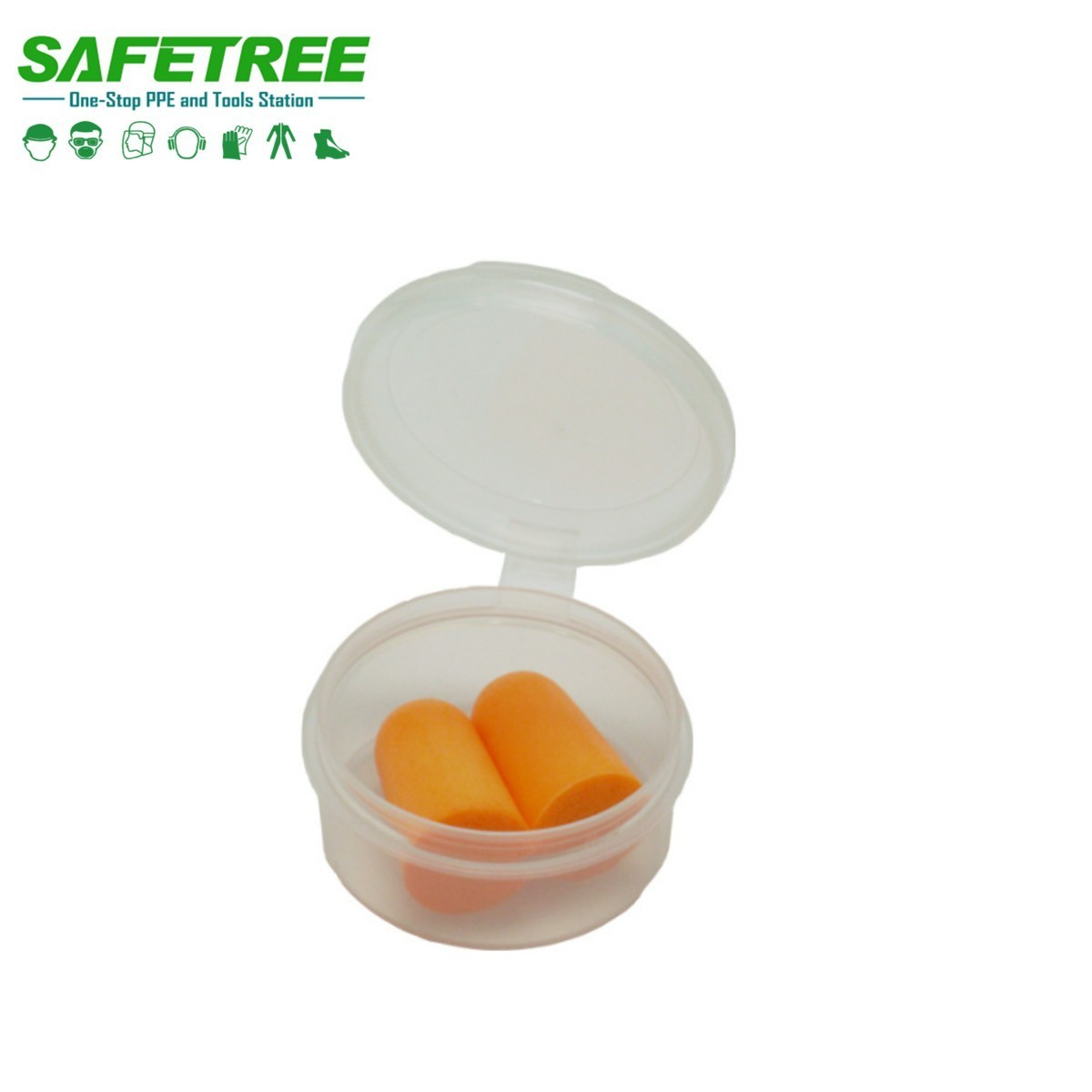 Disposable PU Foam Ear Plugs Holder Hearing Protection with PP Round Box