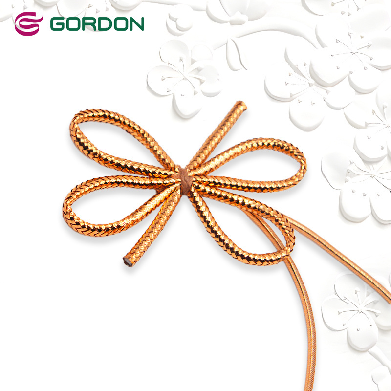 Gordon Ribbons Shiny Golden String Tied in a Bow with Elastic Loop for Gift Wrap