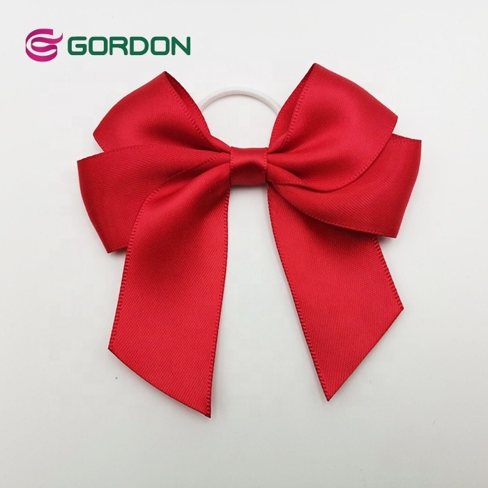 Gordon Ribbons Red Pre Tied Satin Ribbon Bow With Elastic Band For Wine Bottle Neck Decoration Gift Box Packing