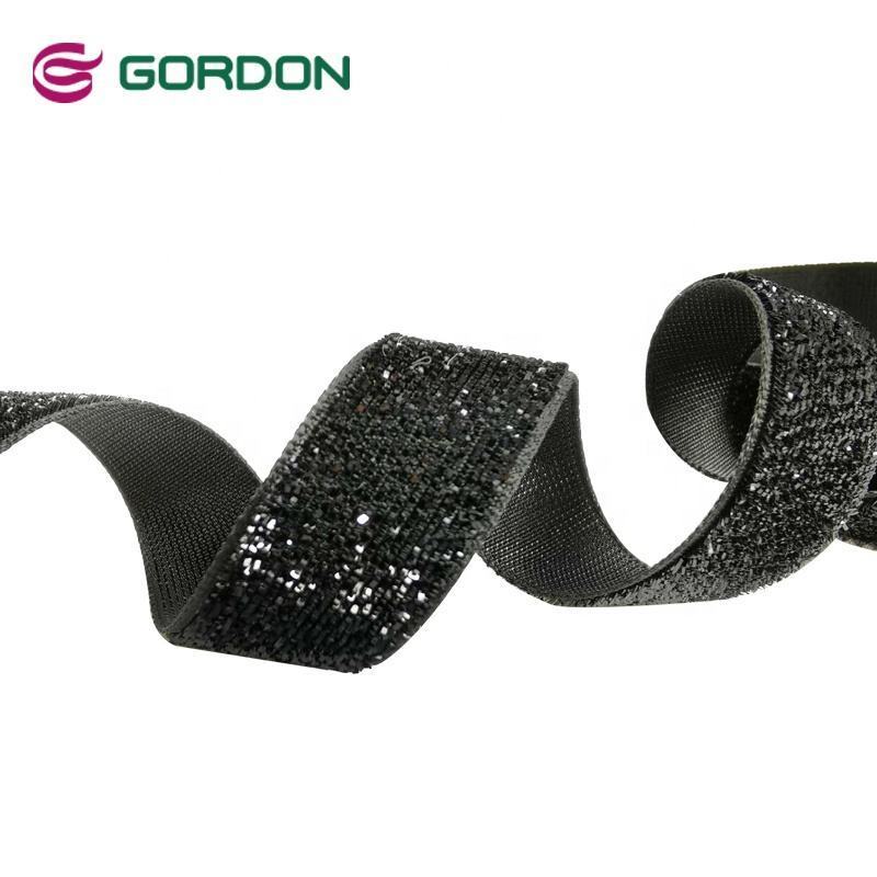 Gordon Ribbons Solid Color 16mm 5/8inch None Stretch Black Glitter Single Face Velvet For Christmas Decoration