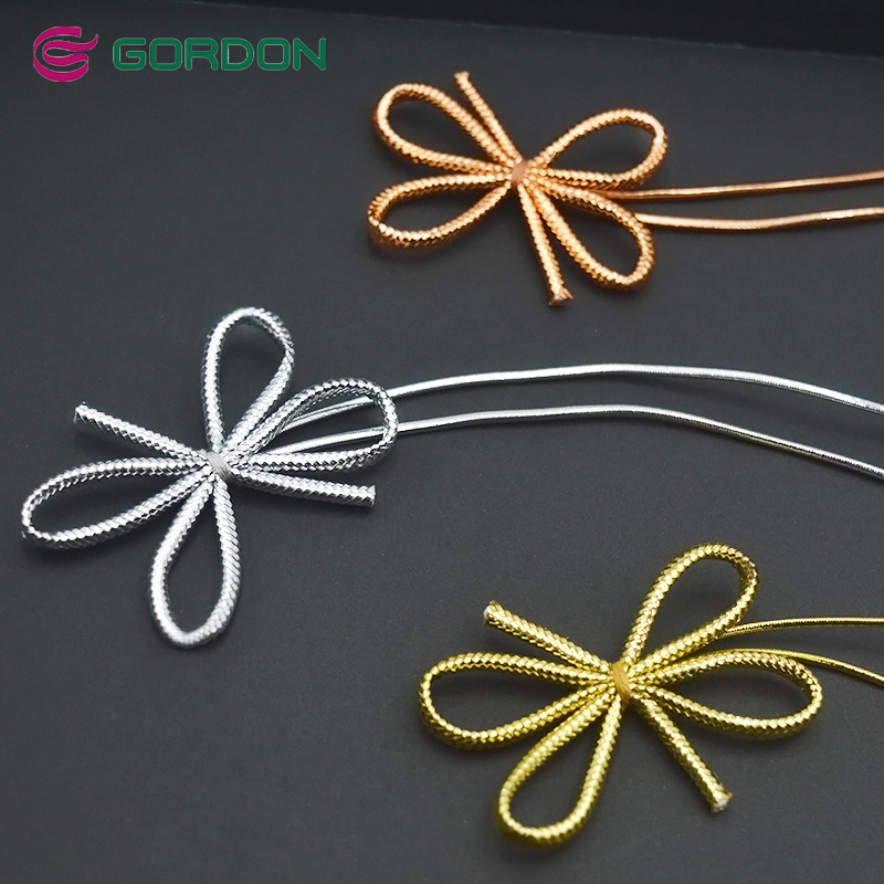 Gordon Ribbons Small Decoration Bow with Elastic Loop String for Diy Gift Wrapping Ribbon Rope Pre-Tied Cord Bow