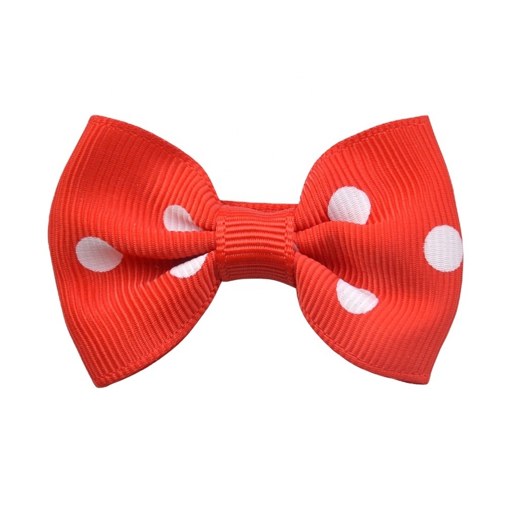 Gordon Ribbons Red Polka Dot Grosgrain Ribbon Bow For Gift Packaging, Printed Hair Clip Bows Decoration Accessories