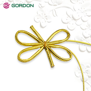 Gordon Ribbons Shiny Golden String Tied in a Bow with Elastic Loop for Gift Wrap